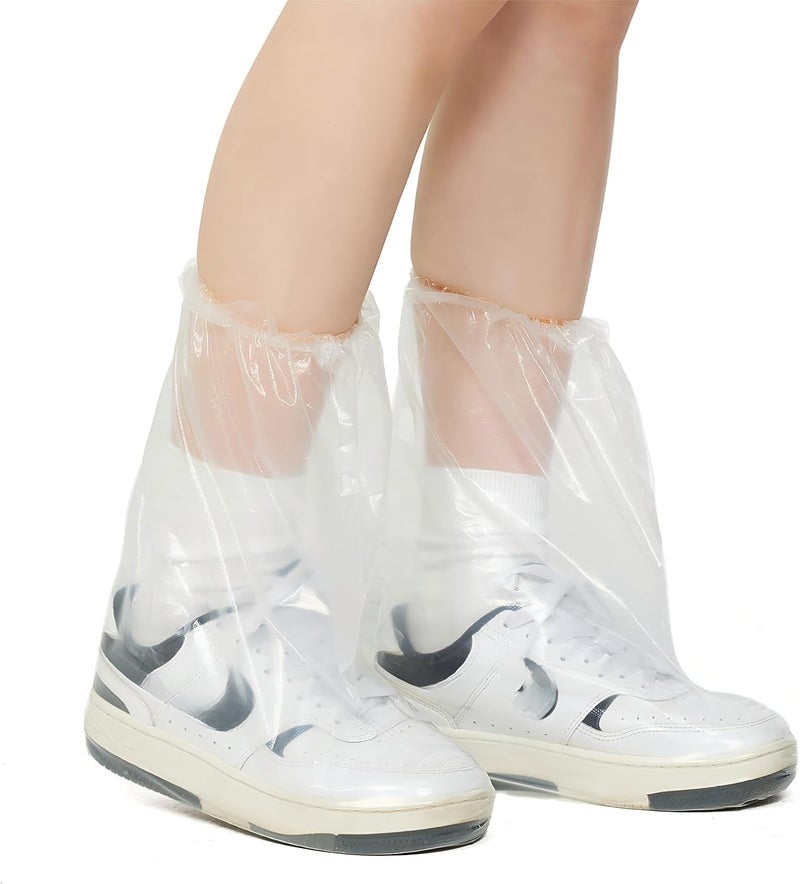 VRSHMB Disposable Kids Shoe Covers for Rain, 10 Pairs of Clear Non-Slip Plastic Rain Shoe Covers for Use in Water Parks, Disney & Rainy Days(clear, kids) - Image 1